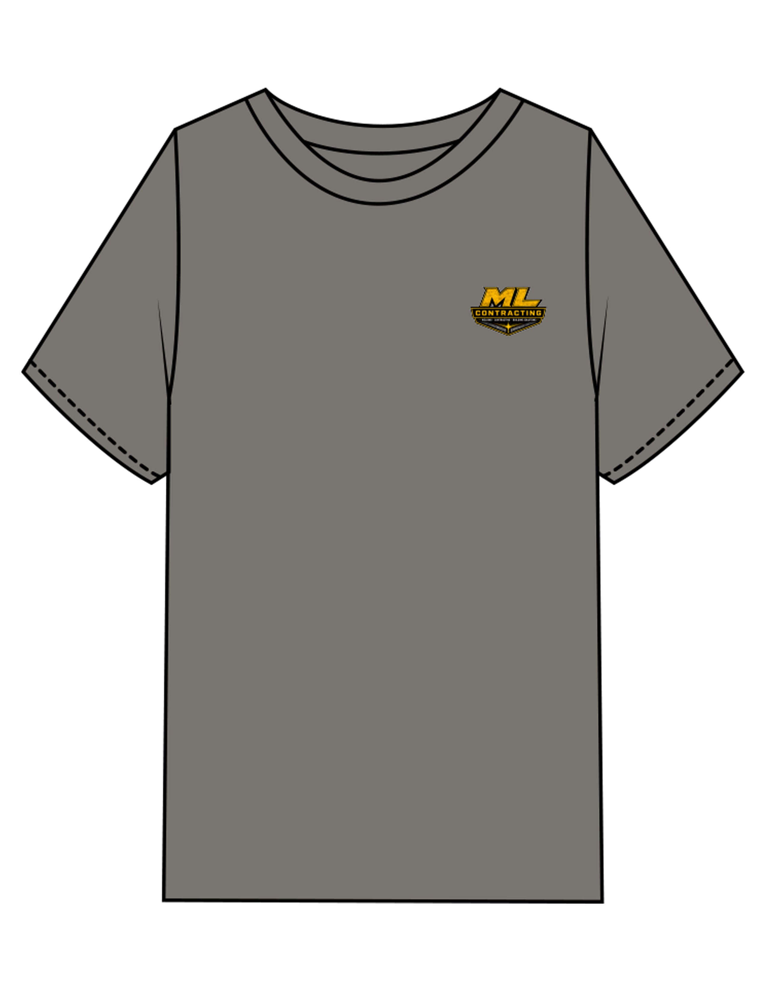 The Mens Heavyweight Tee - Washed Gray - ML Contracting LLC - Left Chest & Back Image - Printed - Full Color