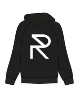 The Womens Hoodie - Black - Reform Studios - Right Sleeve Vertical & Center Back - Printed - White