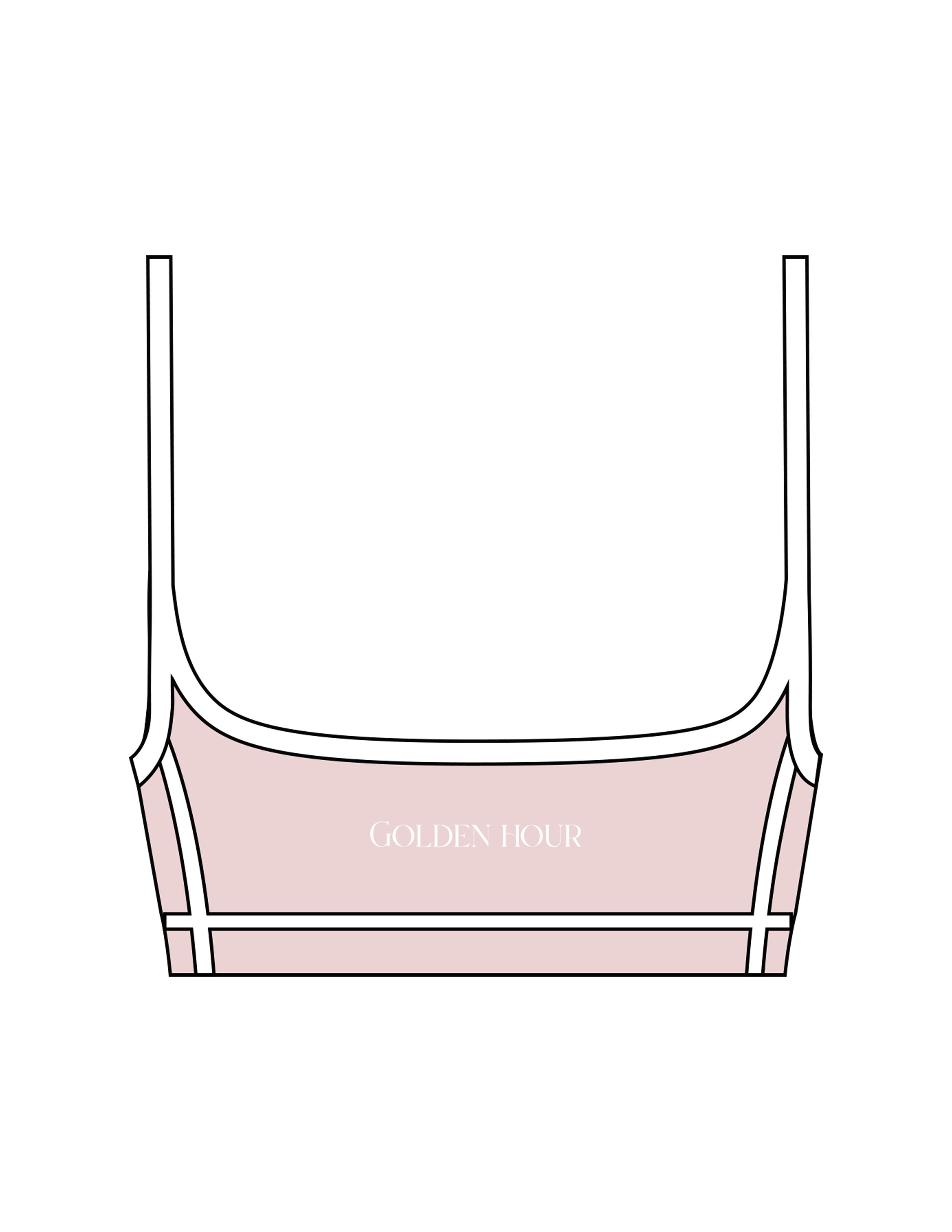 The Piped Scoop Sports Bra - Pink - Golden Hour - Center Back - Printed - White