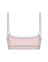 The Piped Scoop Sports Bra - Pink - Golden Hour - Center Back - Printed - White