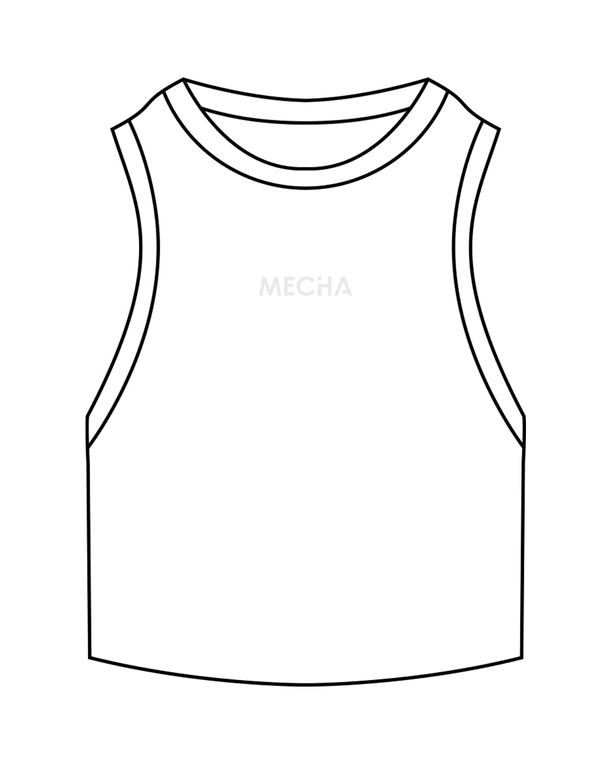 The Ribbed Crop Tank - White - MECHA - Center Chest - Embroidered Tone on Tone