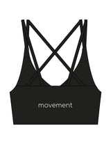 The Strappy Bra - Black - Movement Pilates Buffalo - Center Back - Printed - White