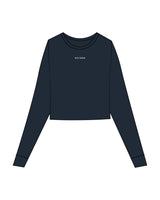The Micro Rib Crop Long Sleeve - Navy - Reform Fitness - Center Chest - Printed - Cream