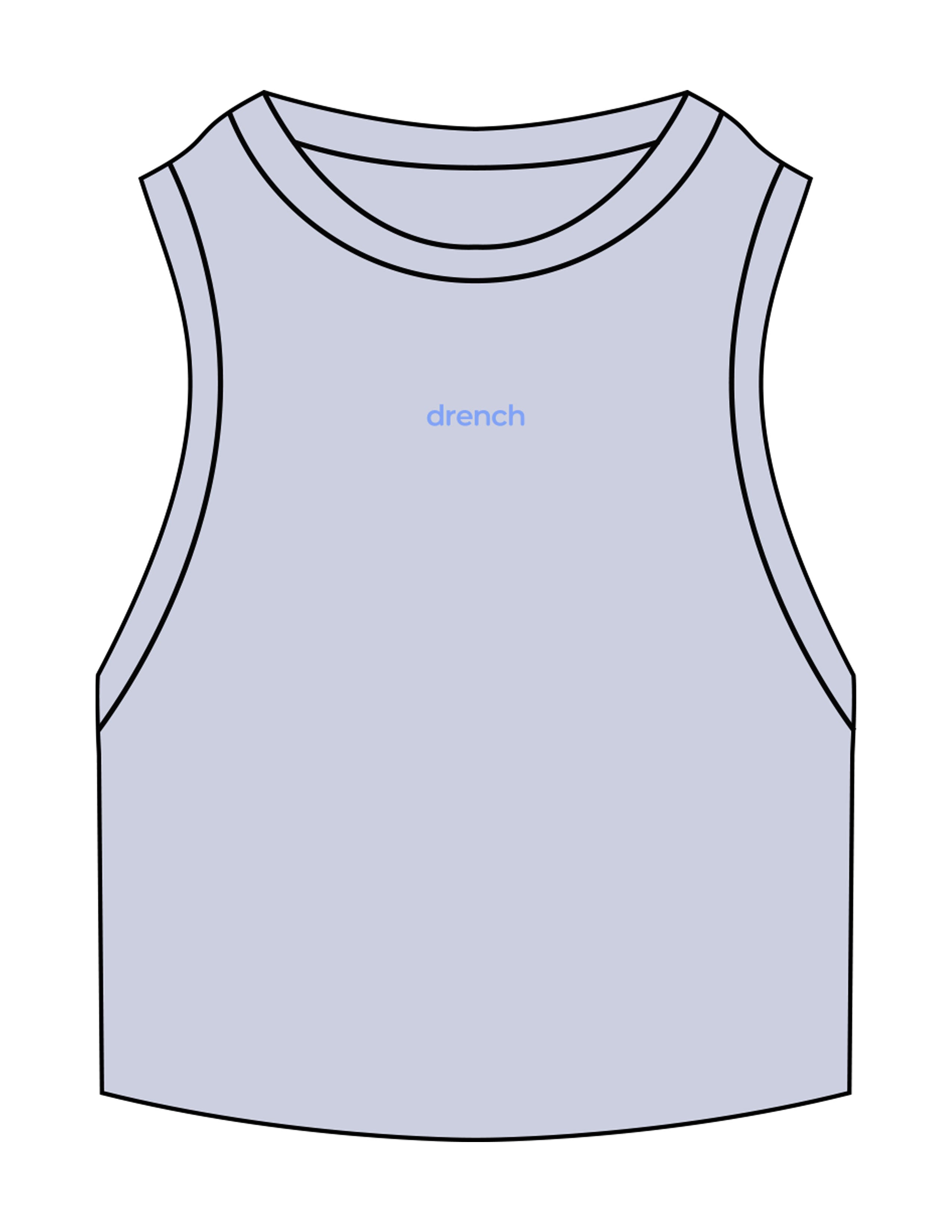 The Ribbed Crop Tank - Powder - Drench - Center Chest - Embroidered - Periwinkle