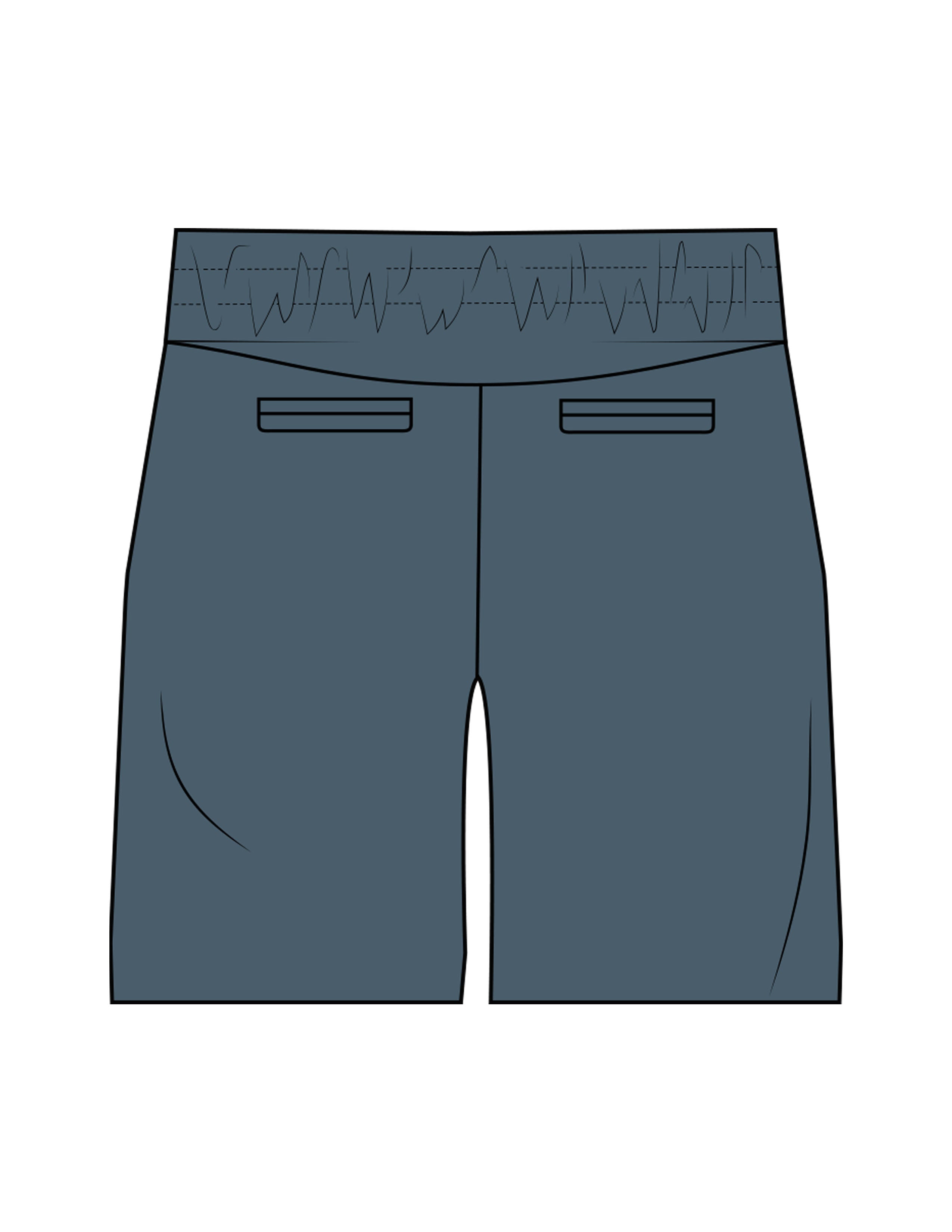 The Mens Beach Short - Petrol Blue - Rush Cycle Studio - Left Leg Stacked - Printed - Full Color