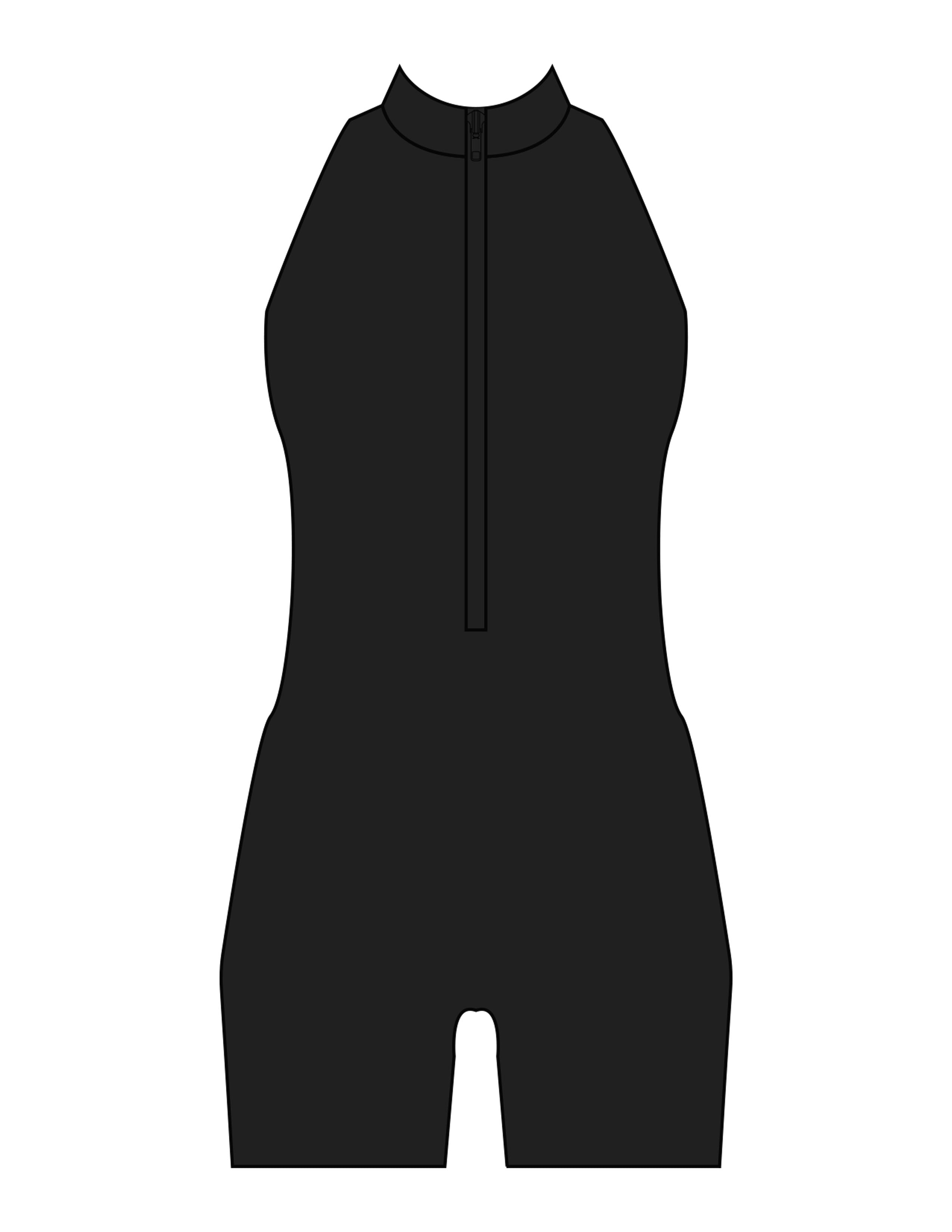 The High Neck Zip Jumpsuit - Black - Movement Pilates Buffalo - Back Neckline - Printed - White