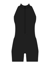 The High Neck Zip Jumpsuit - Black - Movement Pilates Buffalo - Back Neckline - Printed - White