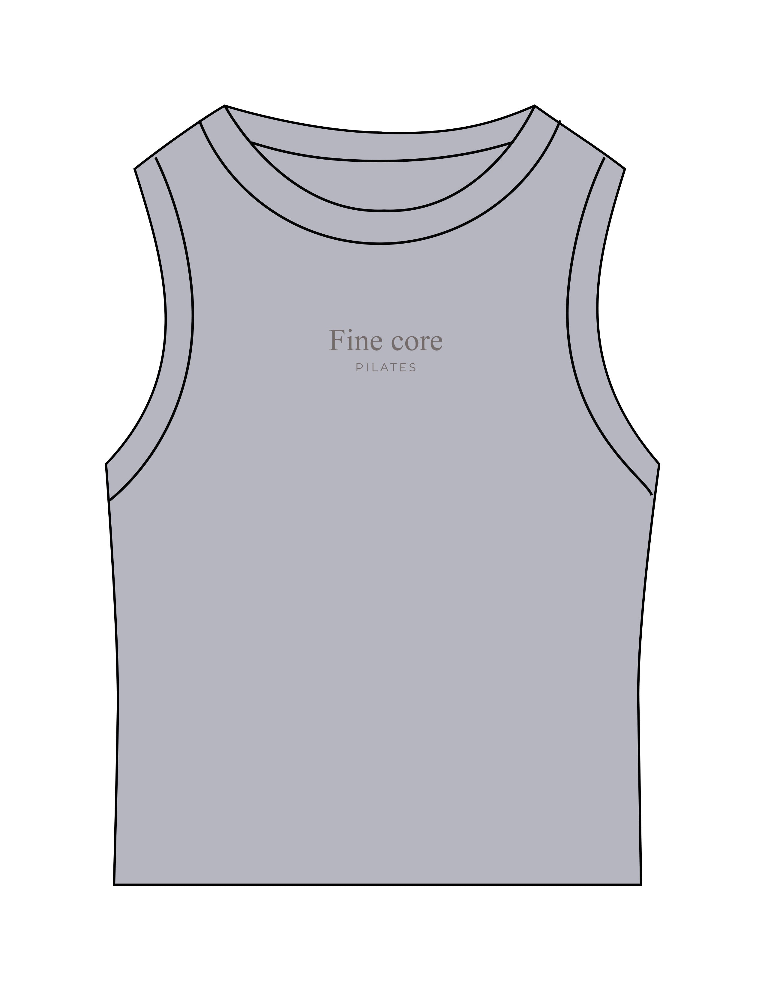 The Micro Rib Basic Crop Tank - Heather - Fine Core Pilates - Center Chest Stacked - Printed - Grey
