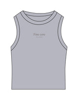 The Micro Rib Basic Crop Tank - Heather - Fine Core Pilates - Center Chest Stacked - Printed - Grey