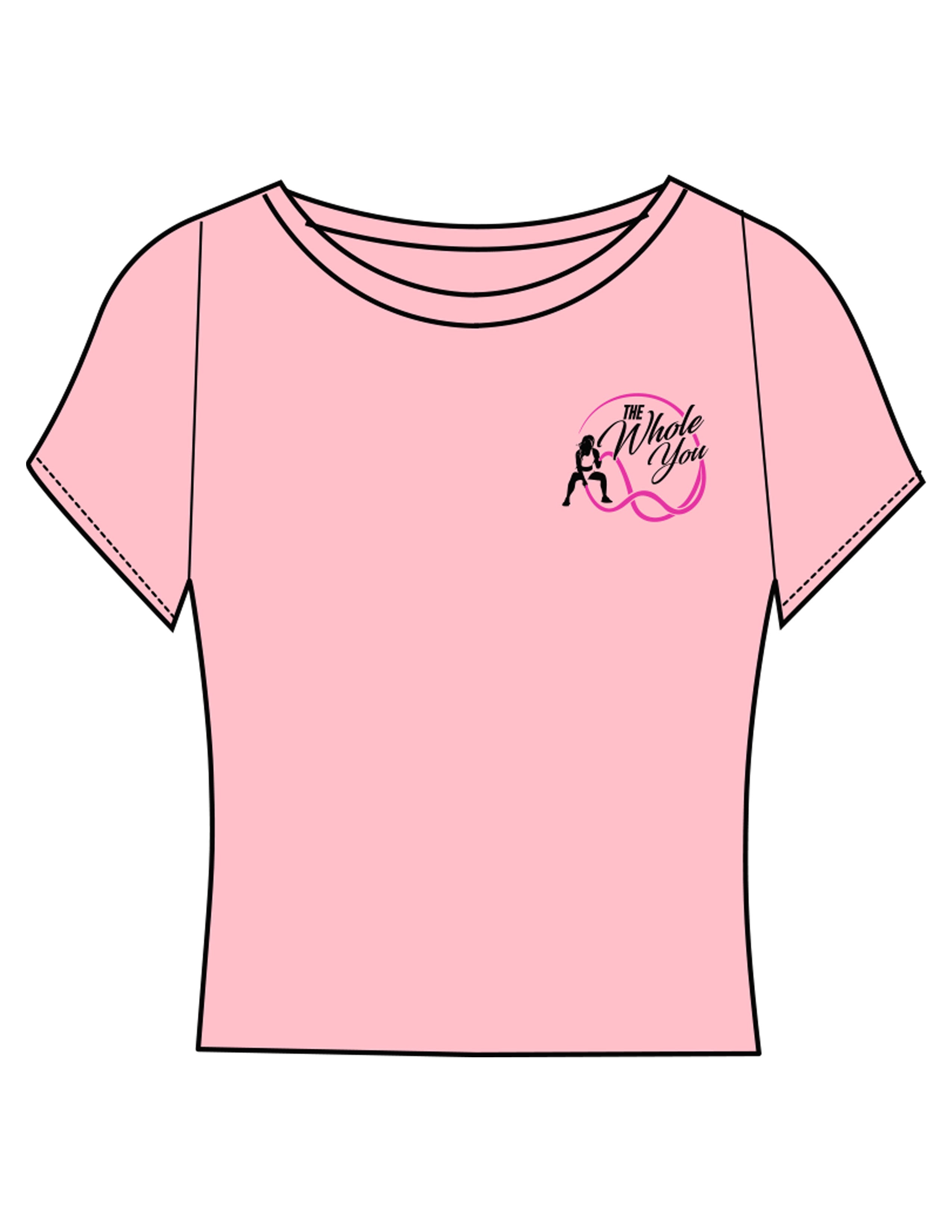 The Sporty Crop Short Sleeve - Pink - The Whole You Wellness - Left Chest - Printed - Full Color
