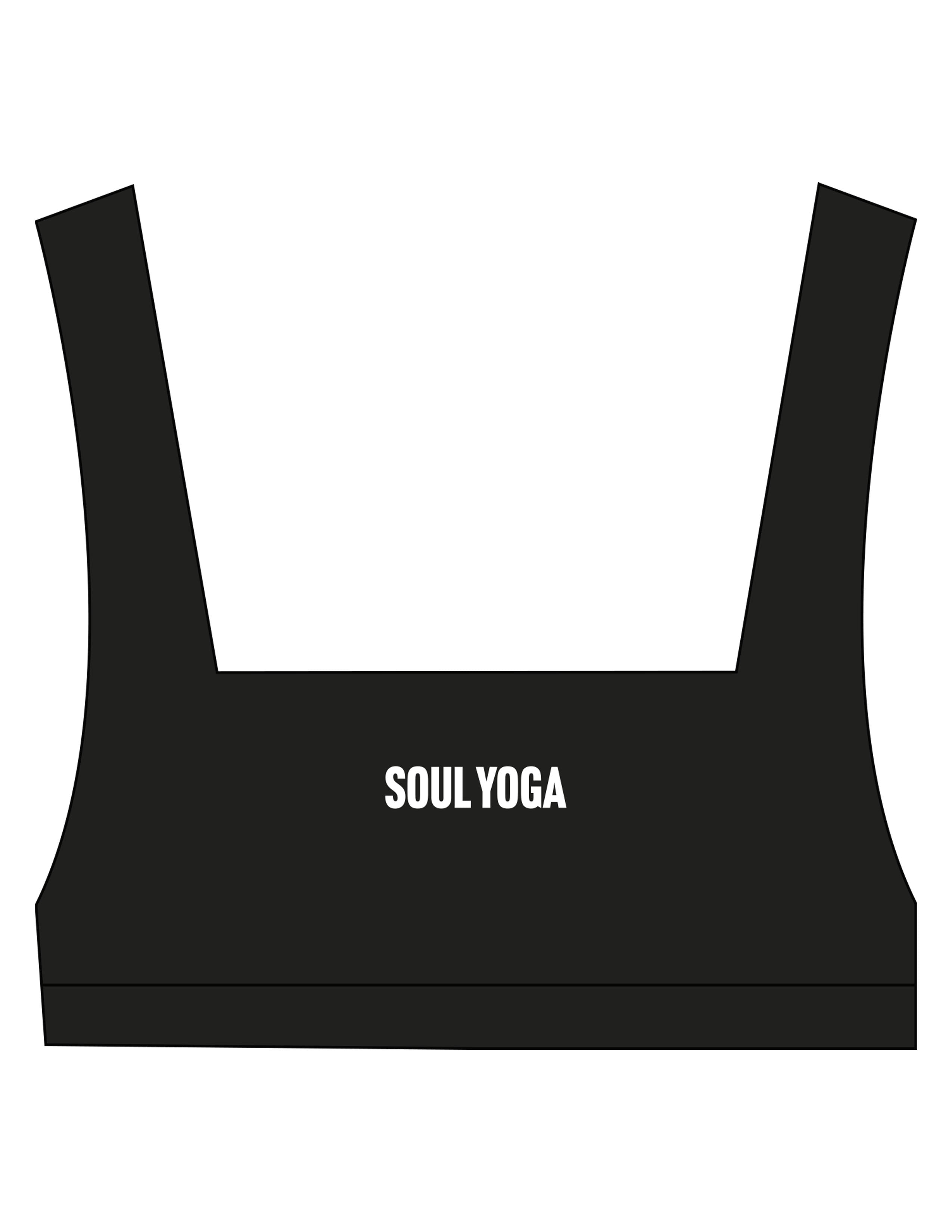 The Box Cut Bra - Black - SOUL YOGA - Center Chest - Printed - White