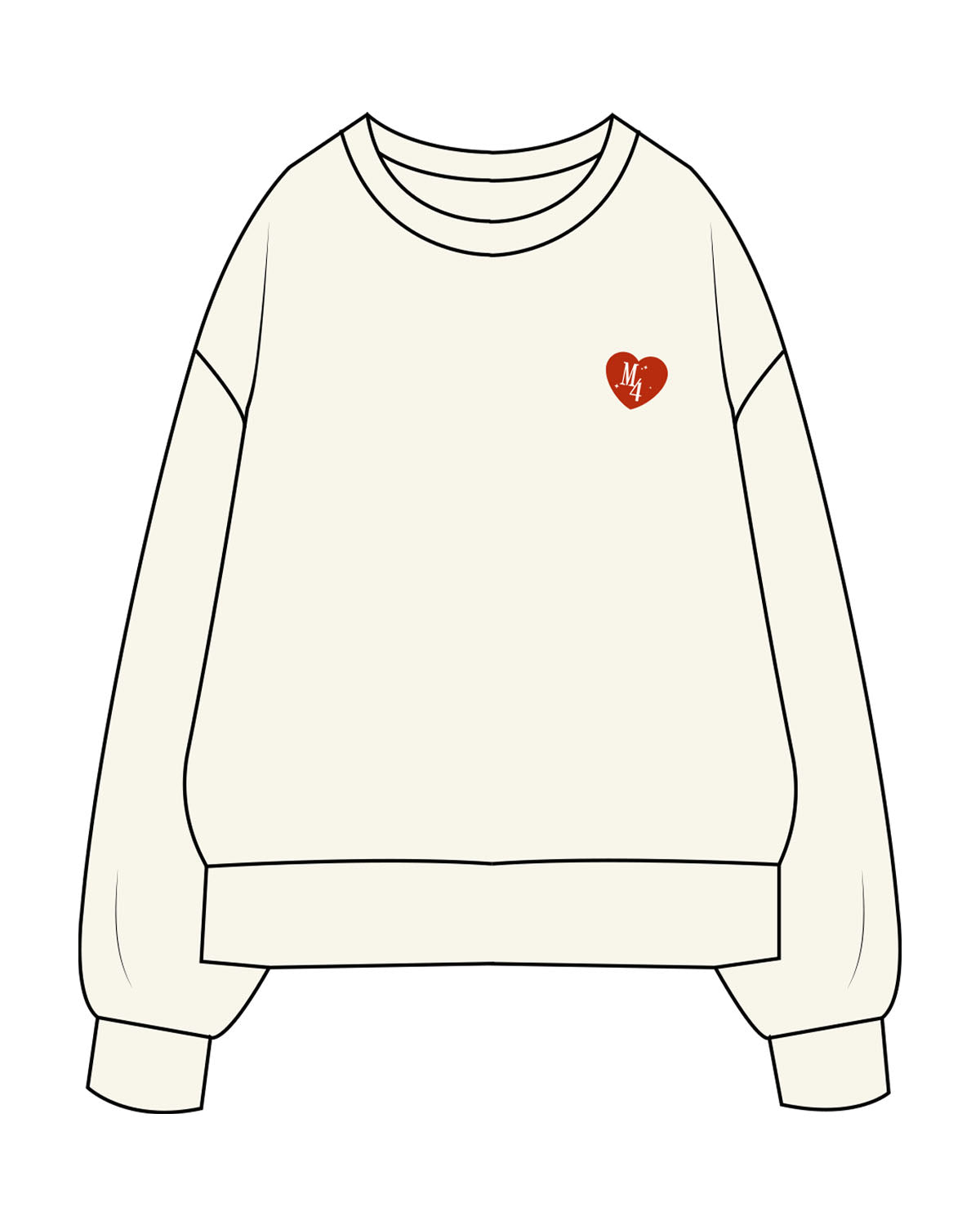 The Womens Heavyweight Crewneck - Off White - M4Lagree - Left Chest Logo & Center Back Stacked - Printed - Full Color