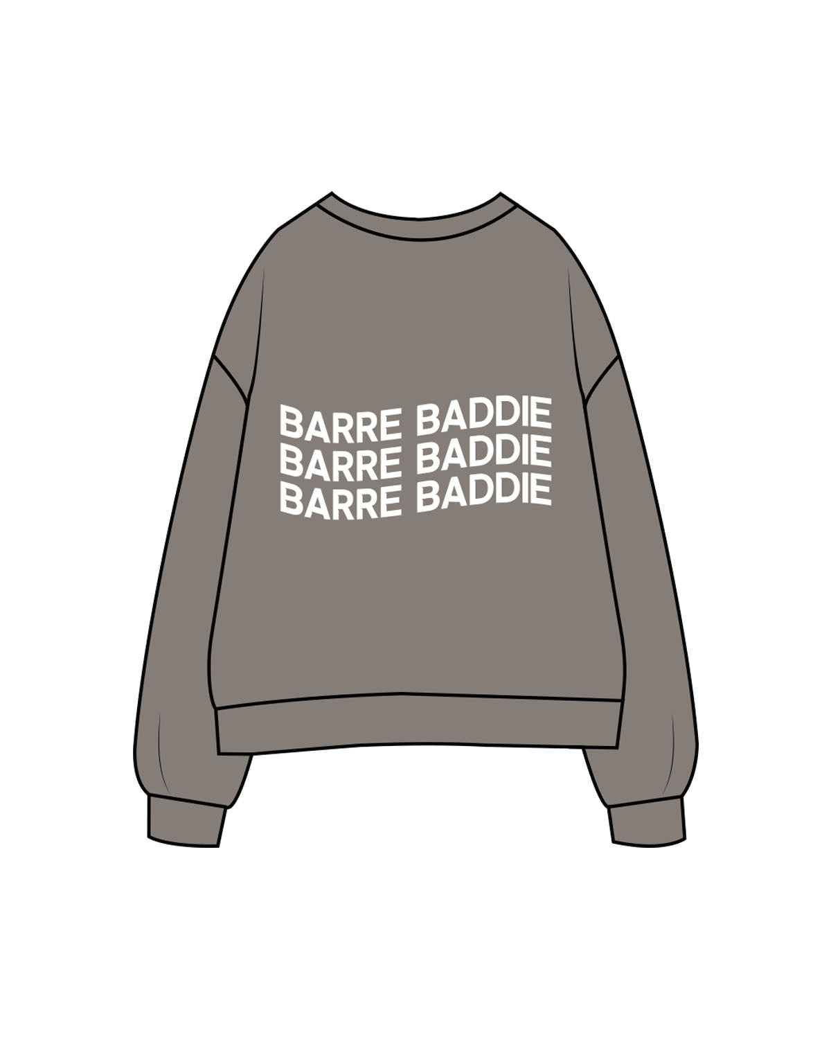 The Womens Crewneck - Washed Gray - Karve - Left Chest & Center Back Stacked - Printed - White