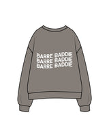The Womens Crewneck - Washed Gray - Karve - Left Chest & Center Back Stacked - Printed - White