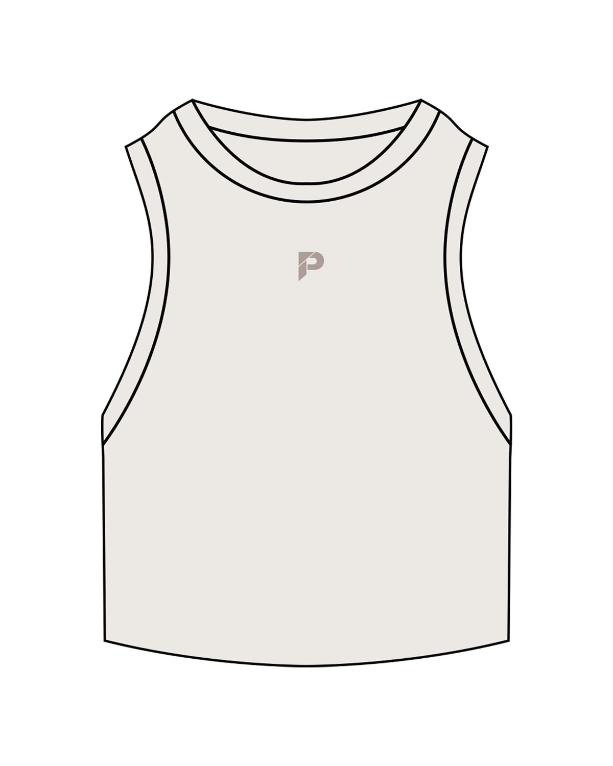 The Ribbed Crop Tank - Bone - The Platform Studio - Center Chest Logo - Embroidered - Tone on Tone