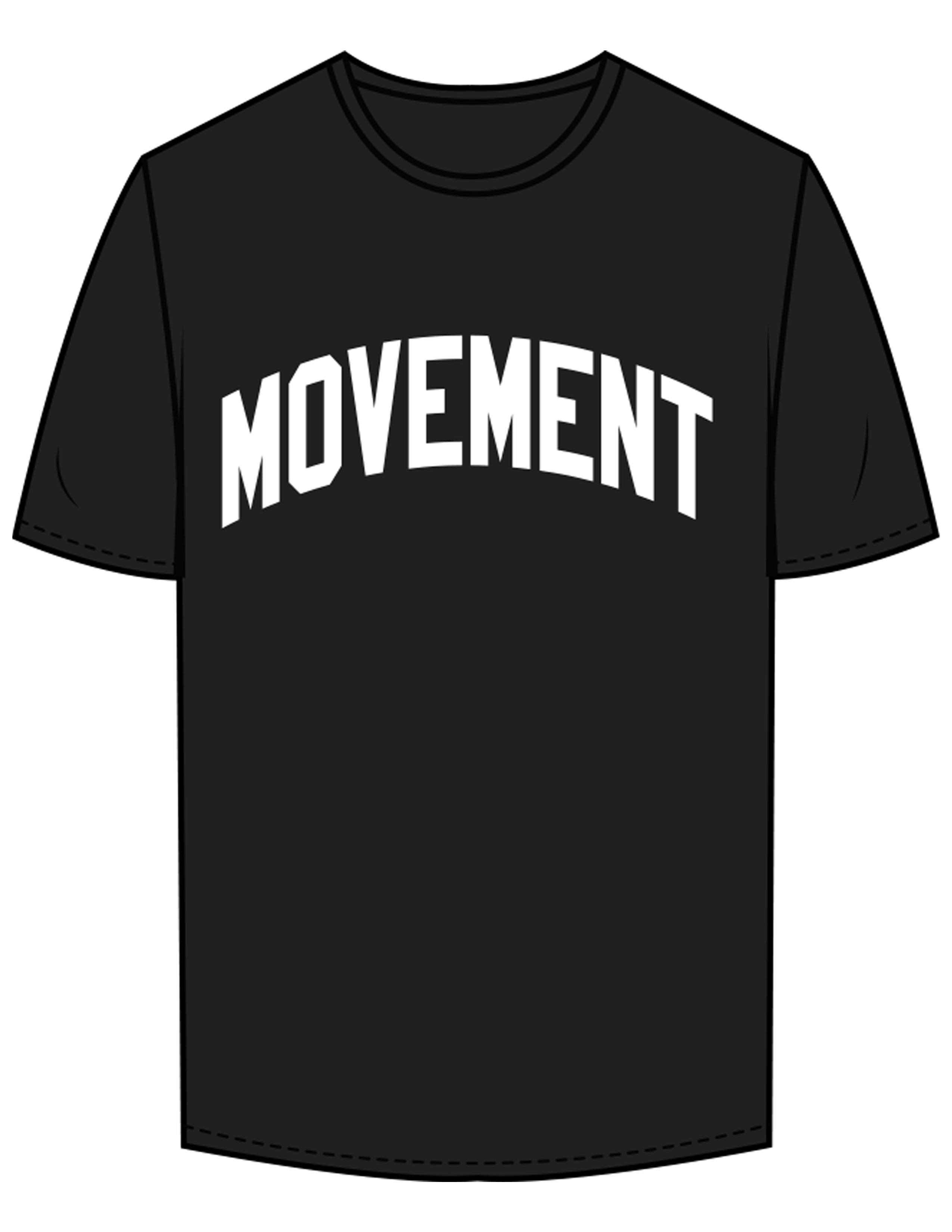 The Mens Tee - Black - Movement With Chels - Chest Arc - Printed - White
