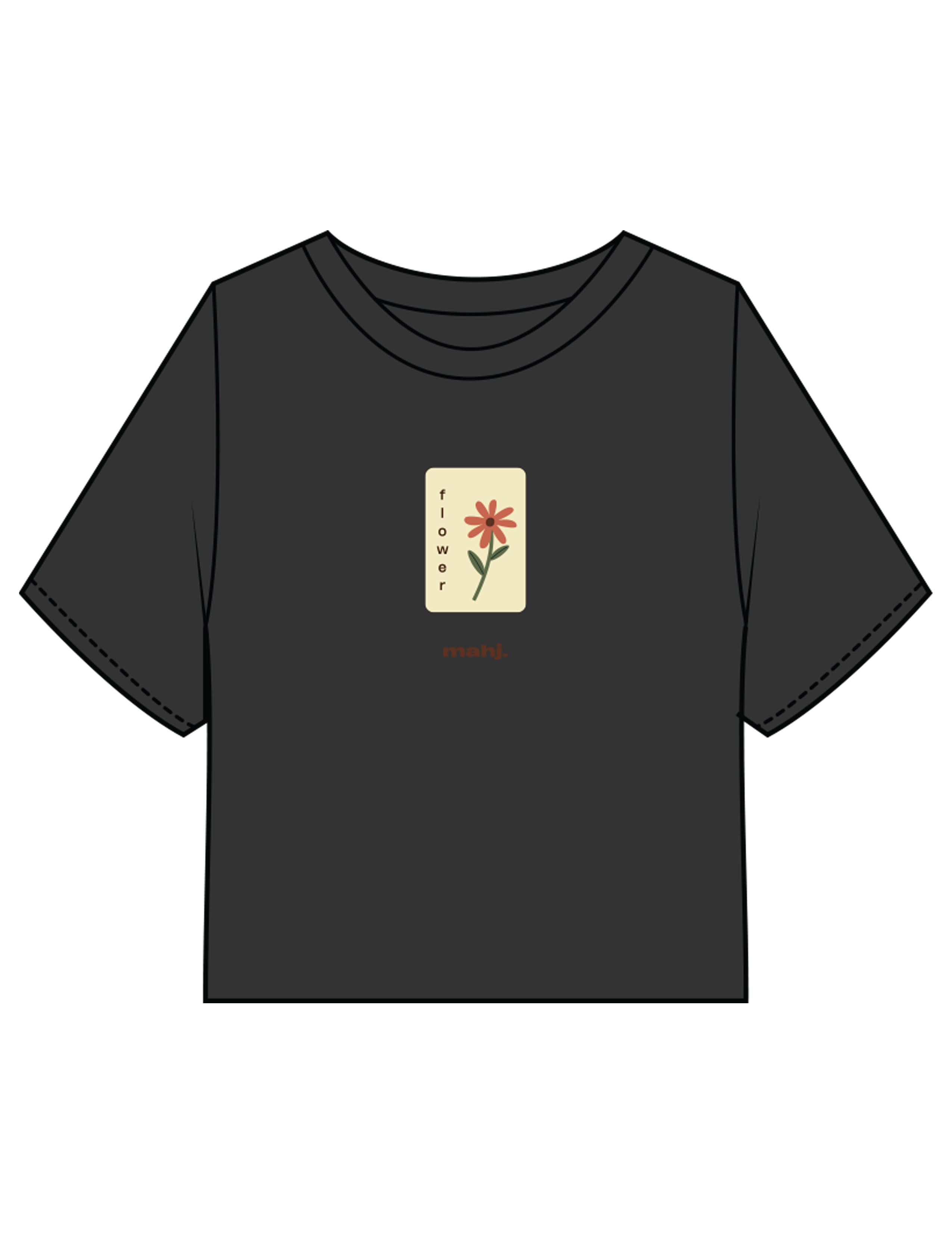 The Heavyweight Crop Tee - Washed Black - Barnes. The Label - Chest Flower - Printed - Full Color