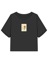 The Heavyweight Crop Tee - Washed Black - Barnes. The Label - Chest Flower - Printed - Full Color