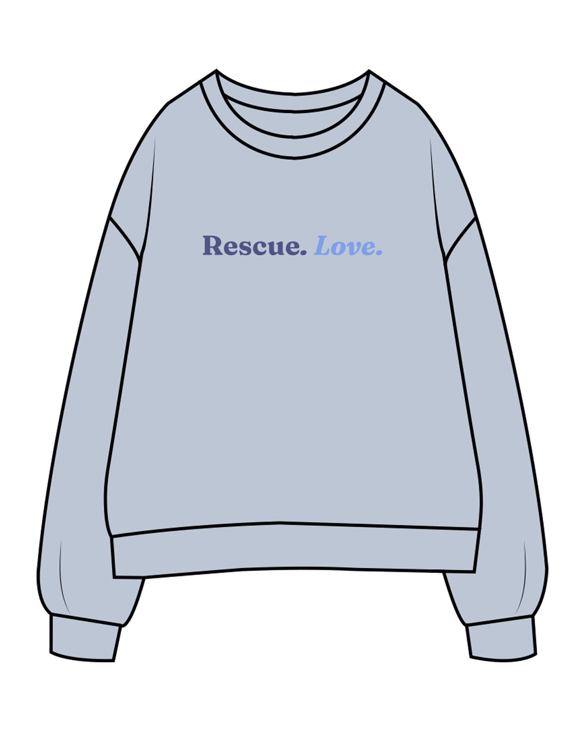 The Womens Crewneck - Powder - LLR - Center Chest & Back Stacked - Printed - Full Color