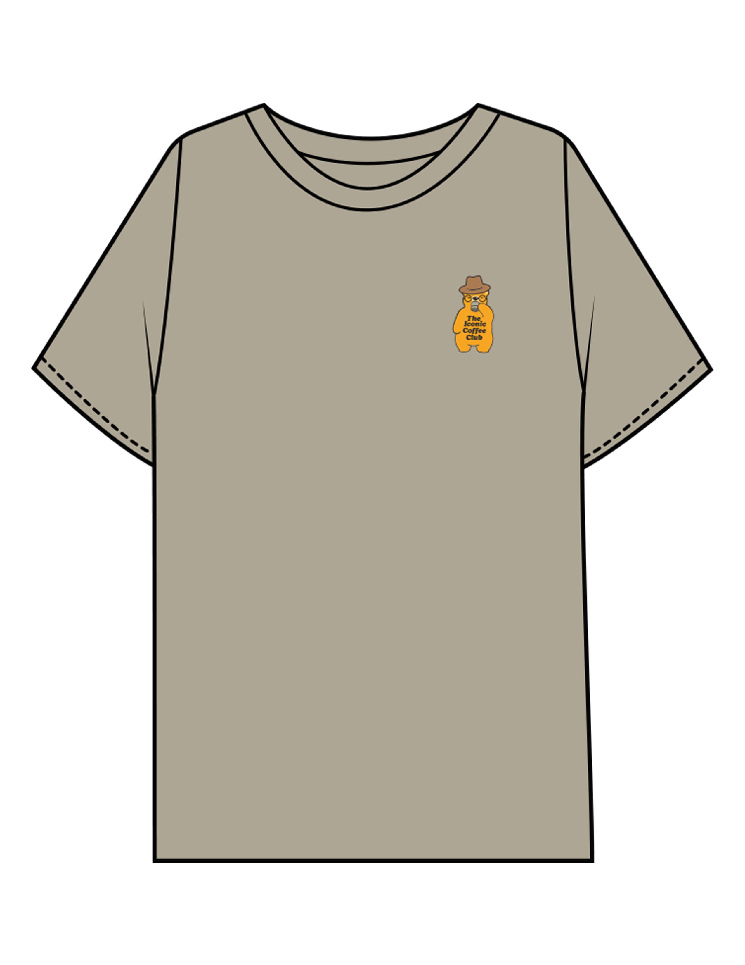 The Mens Boxy Tee - Mushroom - Try Smile Collective - Left Chest & Back Bear - Printed - Full Color