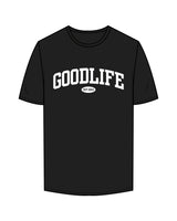 The Mens Tee - Black - Goodlife Chiropractic - Center Chest Stacked & Back Neckline - White