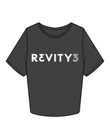 The Crop Tee - Charcoal - REVITY3 - Center Chest & Back Center Neckline - White