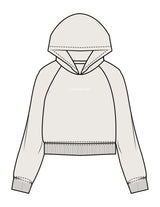 The Womens Crop Hoodie - Bone - Lagree Red - Center Chest - Embroidered - White
