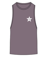 The Scoop Muscle Tank - Mauve - Cyclebar - Center Chest Stacked & Back Star - Printed - White