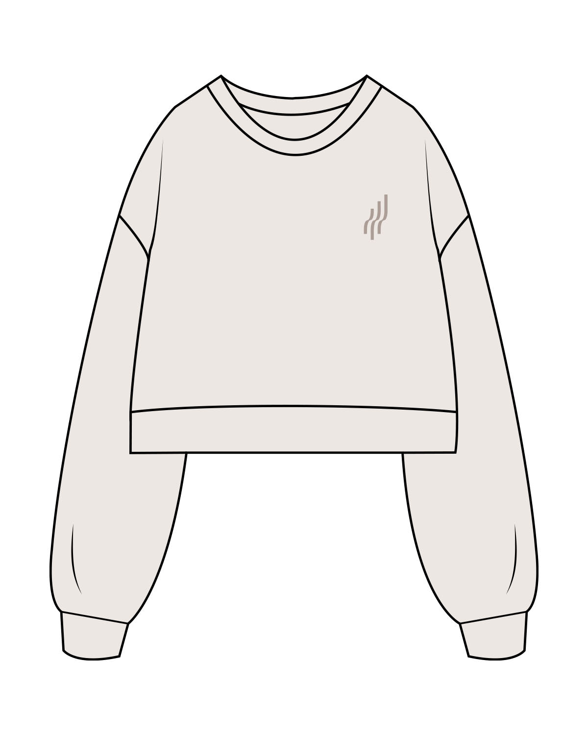 The Womens Crop Crewneck - Bone - Lagreemixx Retail - Left Chest - Embroidered - Tone on Tone