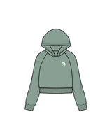 The Womens Lightweight Cropped Hoodie - Sage - REKINECTED - Center Chest & Center Back Stacked - Printed - Full Color