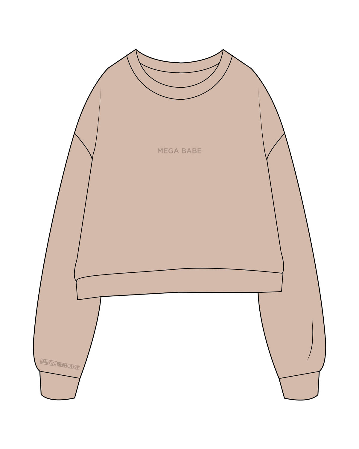 The Studio Crop - Taupe - Megafit House - Center Chest & Wrist - Printed - Tone on Tone