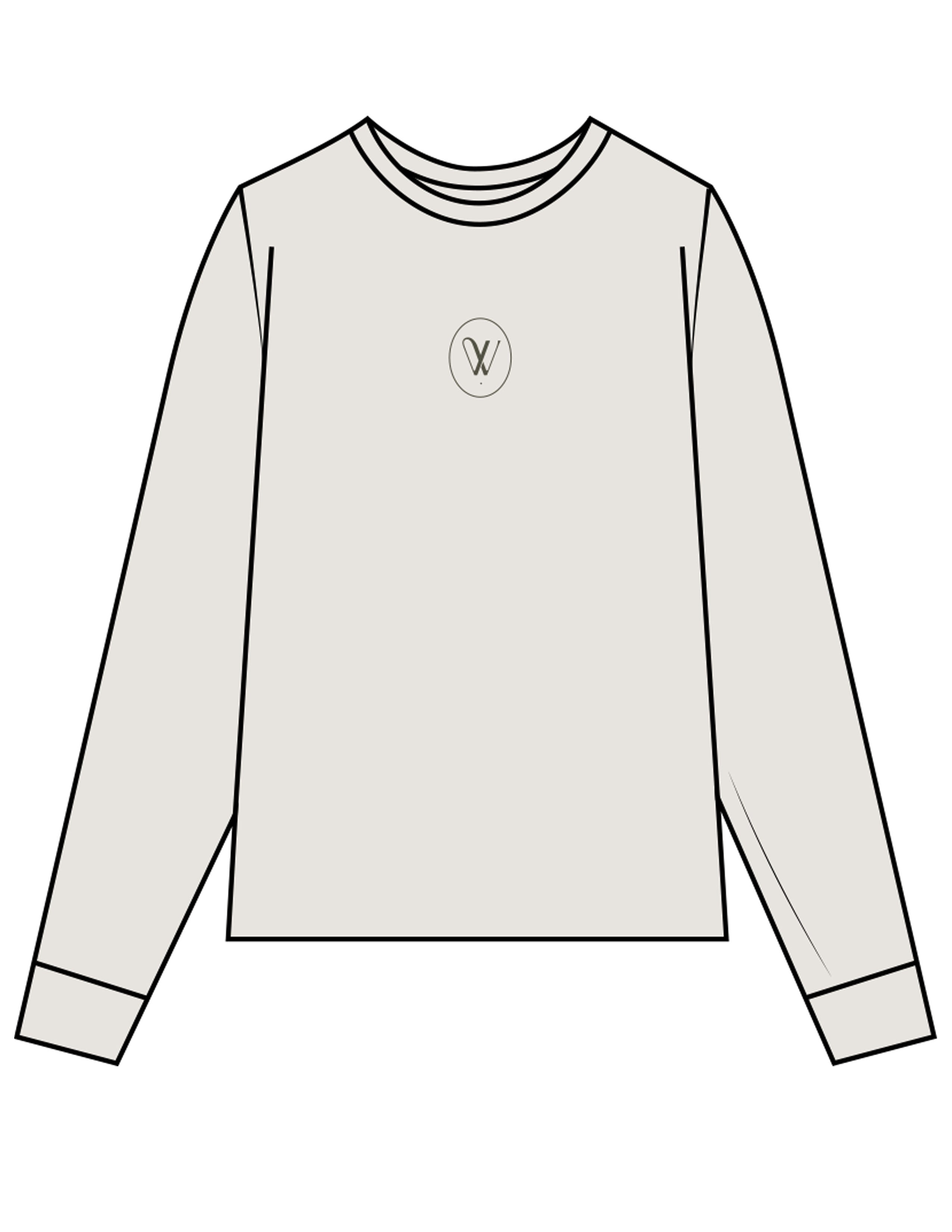 The Womens Heavyweight Long Sleeve - Washed Bone - Velvaere - Center Chest & Back Stacked "AFTER RIDE" - Printed - Full Color
