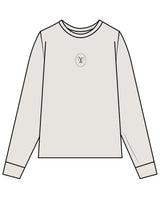 The Womens Heavyweight Long Sleeve - Washed Bone - Velvaere - Center Chest & Back Stacked "AFTER RIDE" - Printed - Full Color