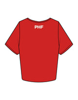 The Crop Tee - Red - Powerhouse Fitness - Full Front & Back Neckline - Printed - Off White