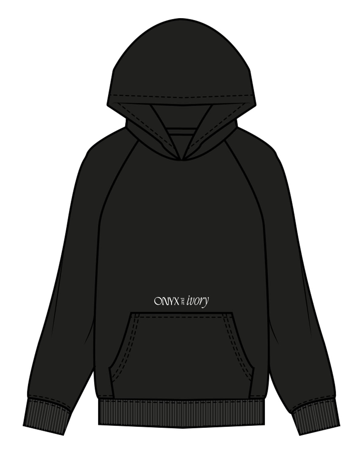 The Mens Hoodie - Black - Onyx & Ivory - Upper Pocket & Back Oval - Printed - Full Color