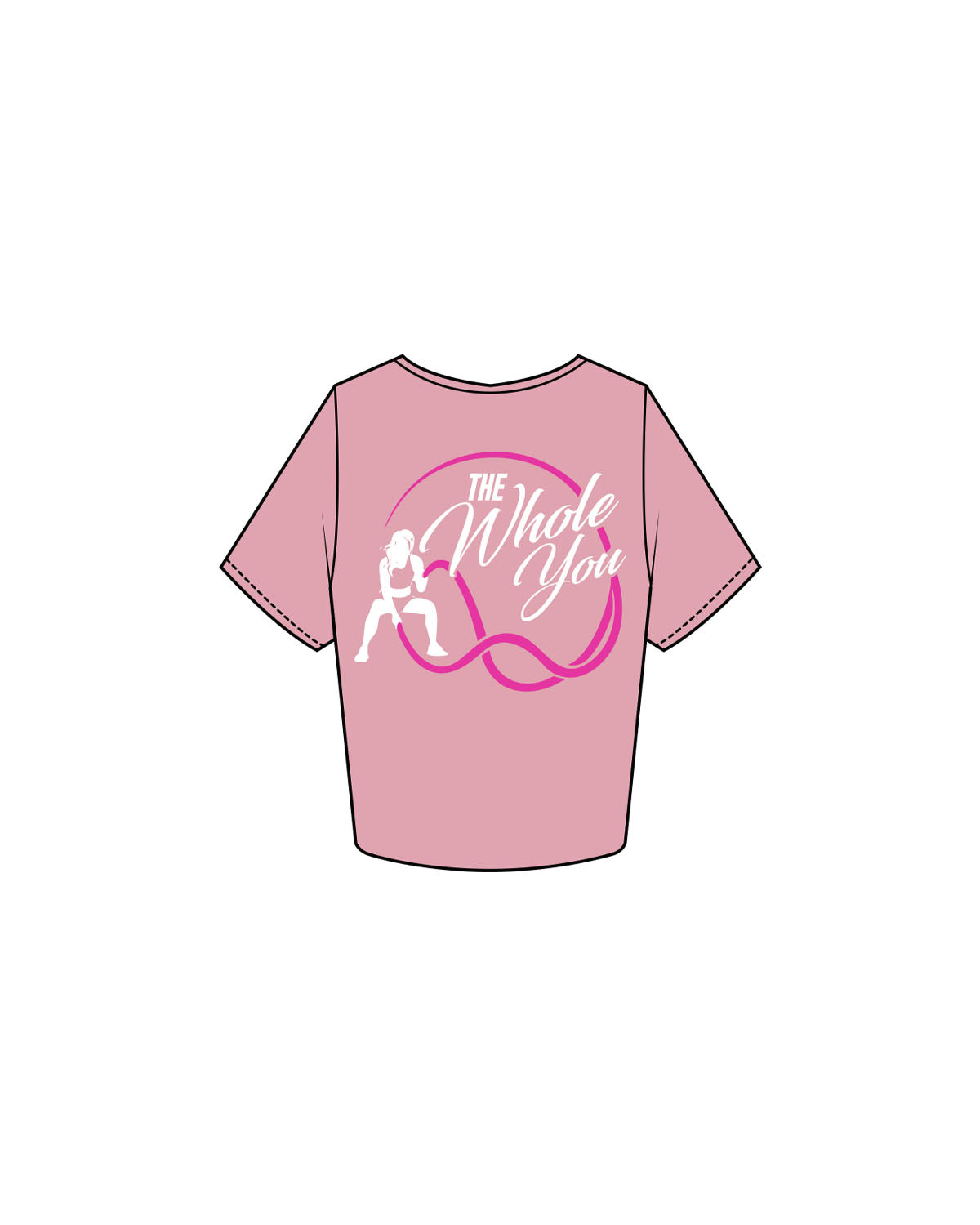 The Crop Tee - Bubblegum - The Whole You Wellness - Left Chest & Back Image - Printed - Full Color