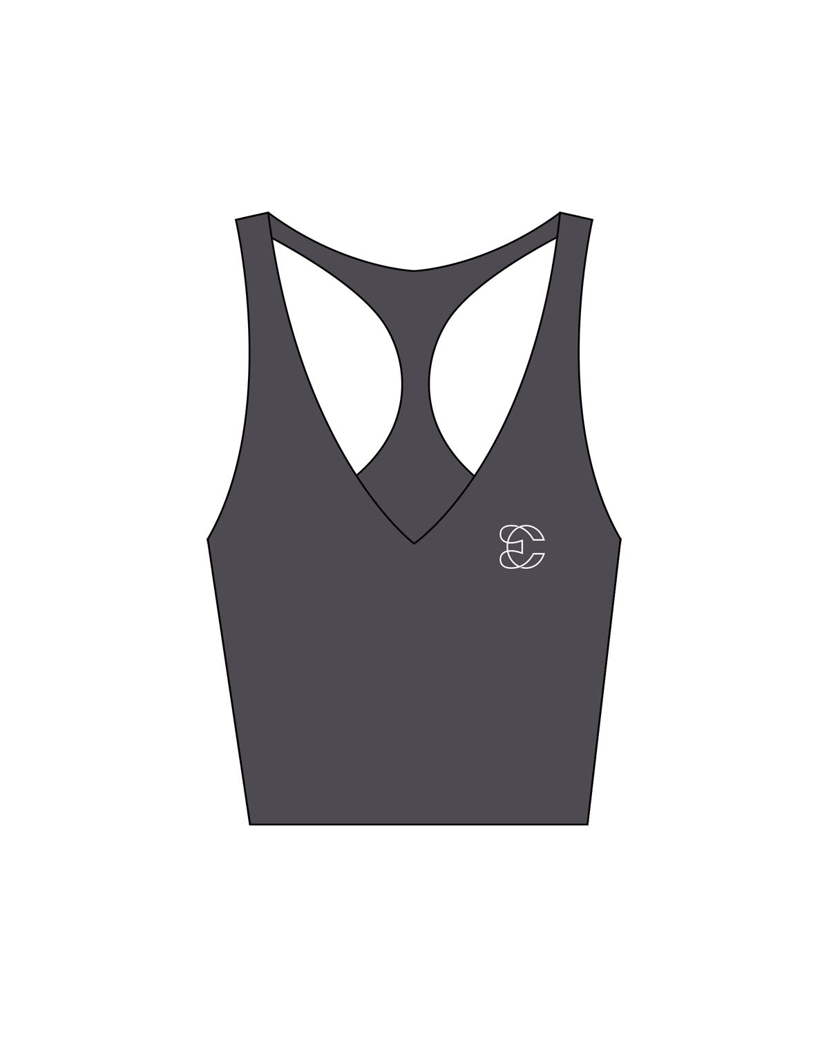 The Racer Tank - Pebble - Evolve Collective - Left Chest - Printed - White