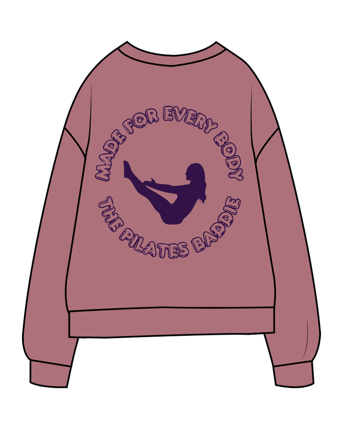 The Midweight Unisex Crewneck - Washed Maroon - Pilates Baddie - Left Chest Arc & Back Round - Printed - Purple