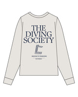 The Womens Heavyweight Long Sleeve - Washed Bone - MD Hyperbaric - Left Chest Round & Back Stacked - Printed - Navy
