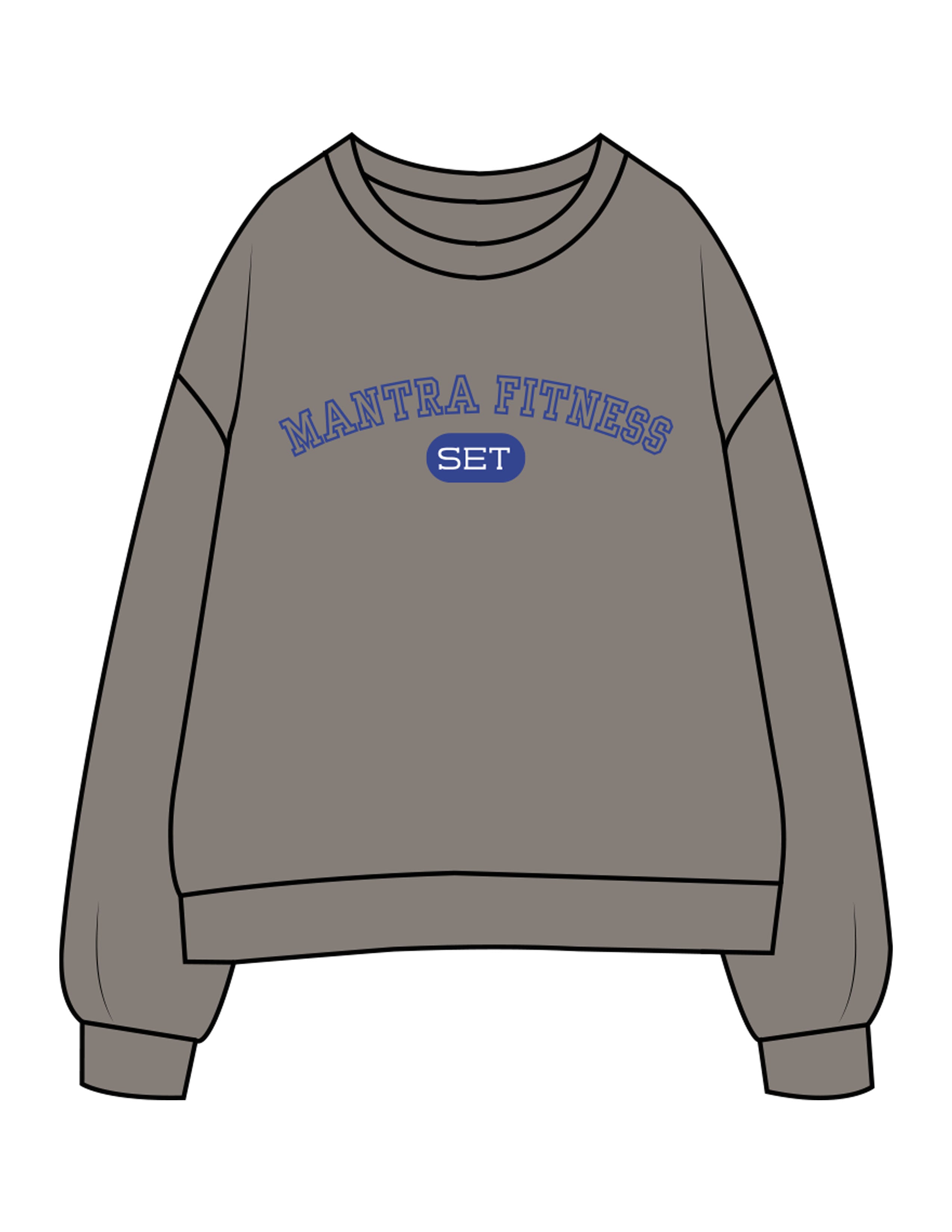 The Womens Crewneck - Washed Gray - Mantra - Center Chest Arc - Printed - Full Color