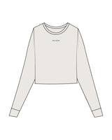 The Micro Rib Crop Long Sleeve - Natural -Reform Fitness - Center Chest - Printed - Dark Teal