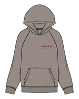 The Mens Hoodie - Washed Gray - Renew - Left Ches Stacked & Back Center Half Round - Red