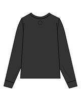 The Womens Heavyweight Long Sleeve - Washed Black - Onyx Fit - Right Sleeve & Back Neckline - Black
