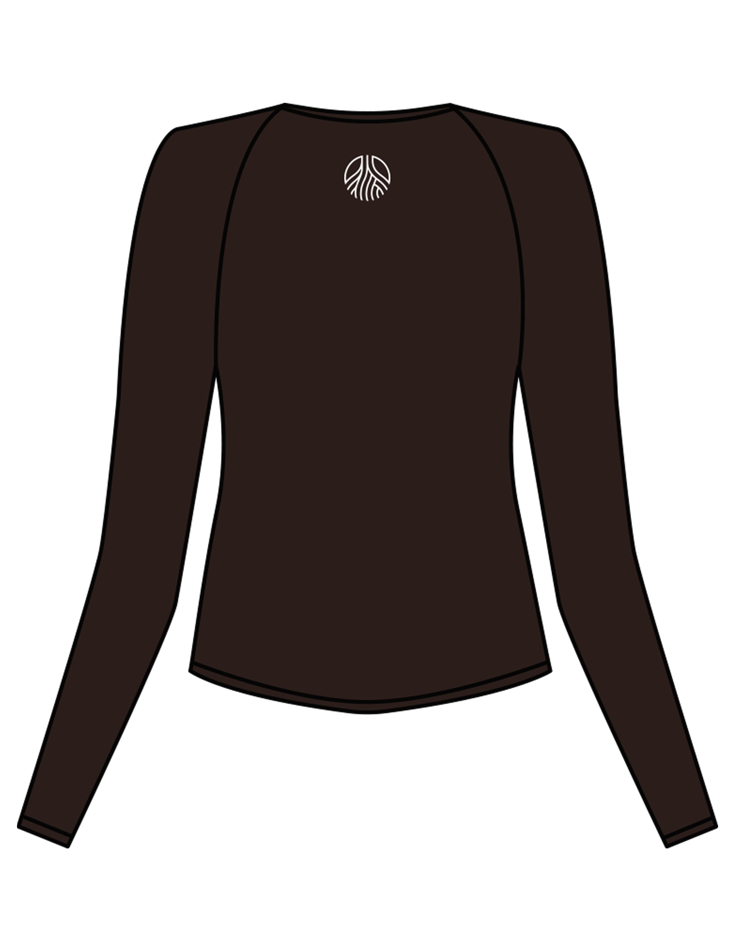 The Womens Sporty Long Sleeve - Brown - Sultivate - Chest Stacked & Back Neckline Icon - Printed - White