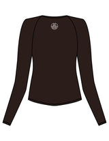 The Womens Sporty Long Sleeve - Brown - Sultivate - Chest Stacked & Back Neckline Icon - Printed - White