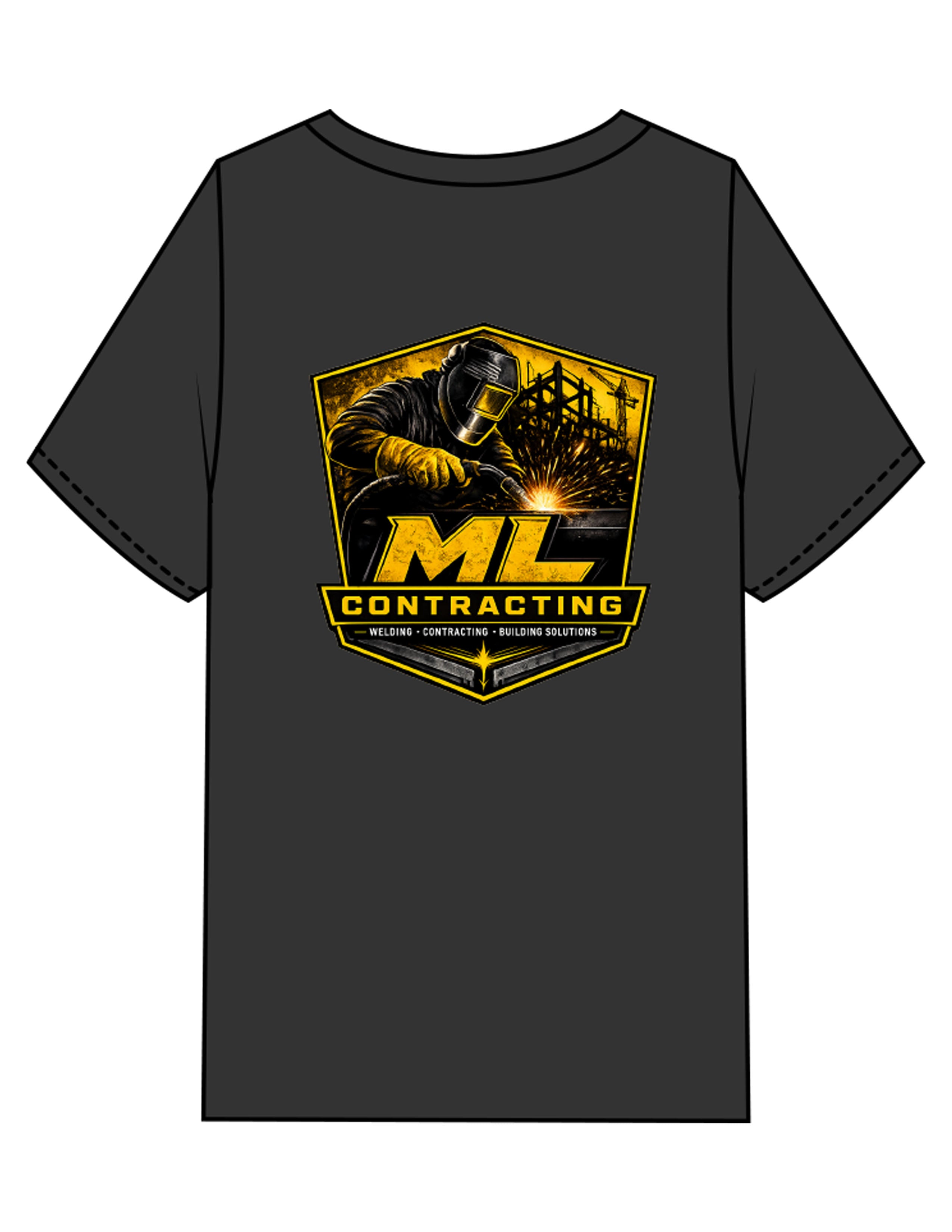 The Mens Heavyweight Tee - Washed Black - ML Contracting LLC - Left Chest & Back Image - Printed - Full Color