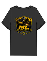 The Mens Heavyweight Tee - Washed Black - ML Contracting LLC - Left Chest & Back Image - Printed - Full Color