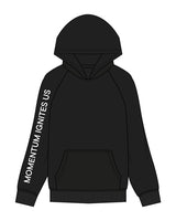 The Womens Hoodie - Black - Reform Studios - Right Sleeve Vertical & Center Back - Printed - White