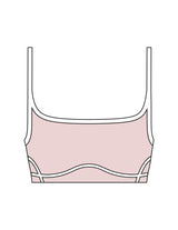 The Piped Scoop Sports Bra - Pink - Golden Hour - Center Back - Printed - White