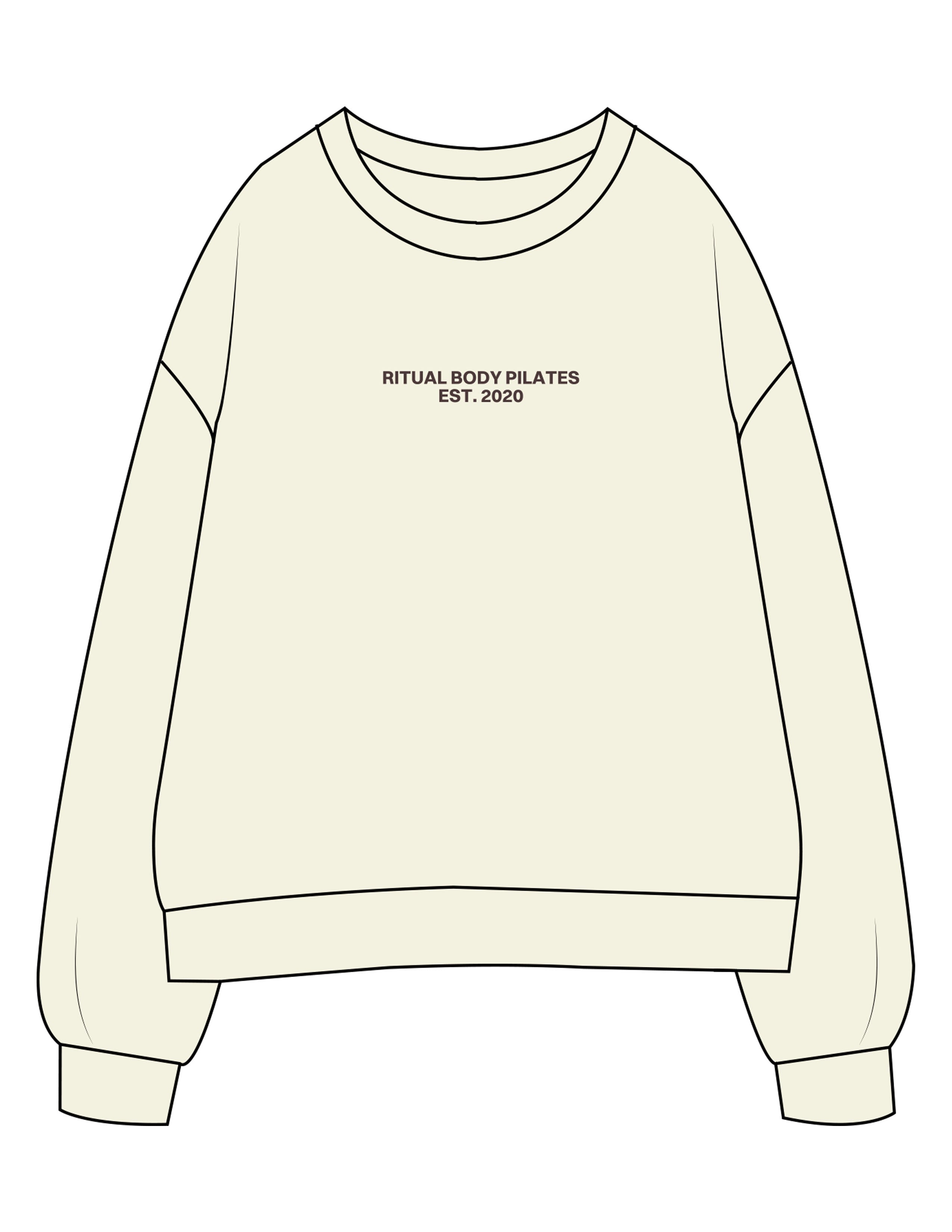 The Womens Crewneck - Butter - Ritual Body - Center Chest - EST 2020 - Printed - Brown